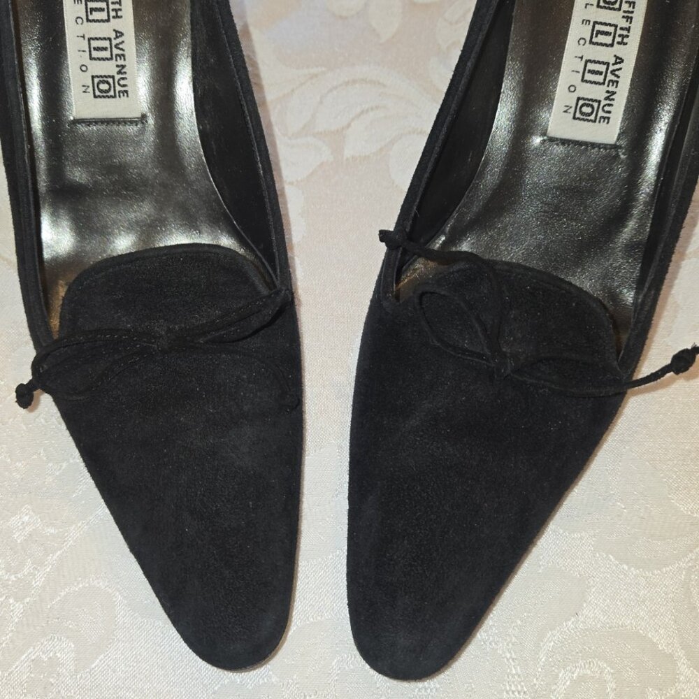 Saks Fifth Avenue Folio Collection Black Suede Leather Pump Sz 9